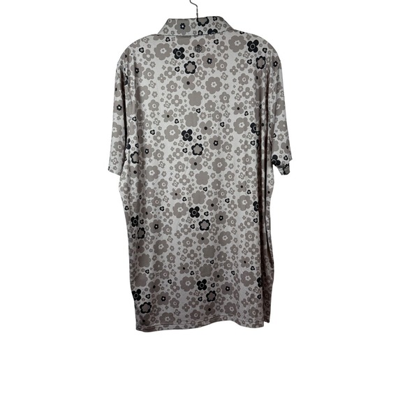 Graham Luxe Performance Golf Polo, Black/Gray Flower Power Pattern, Size Large - Picture 2 of 8